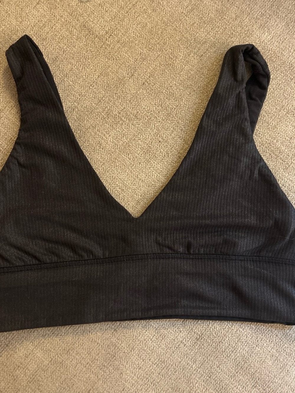 lululemon athletica Ribbed V-Neck Bralette in Shine Black